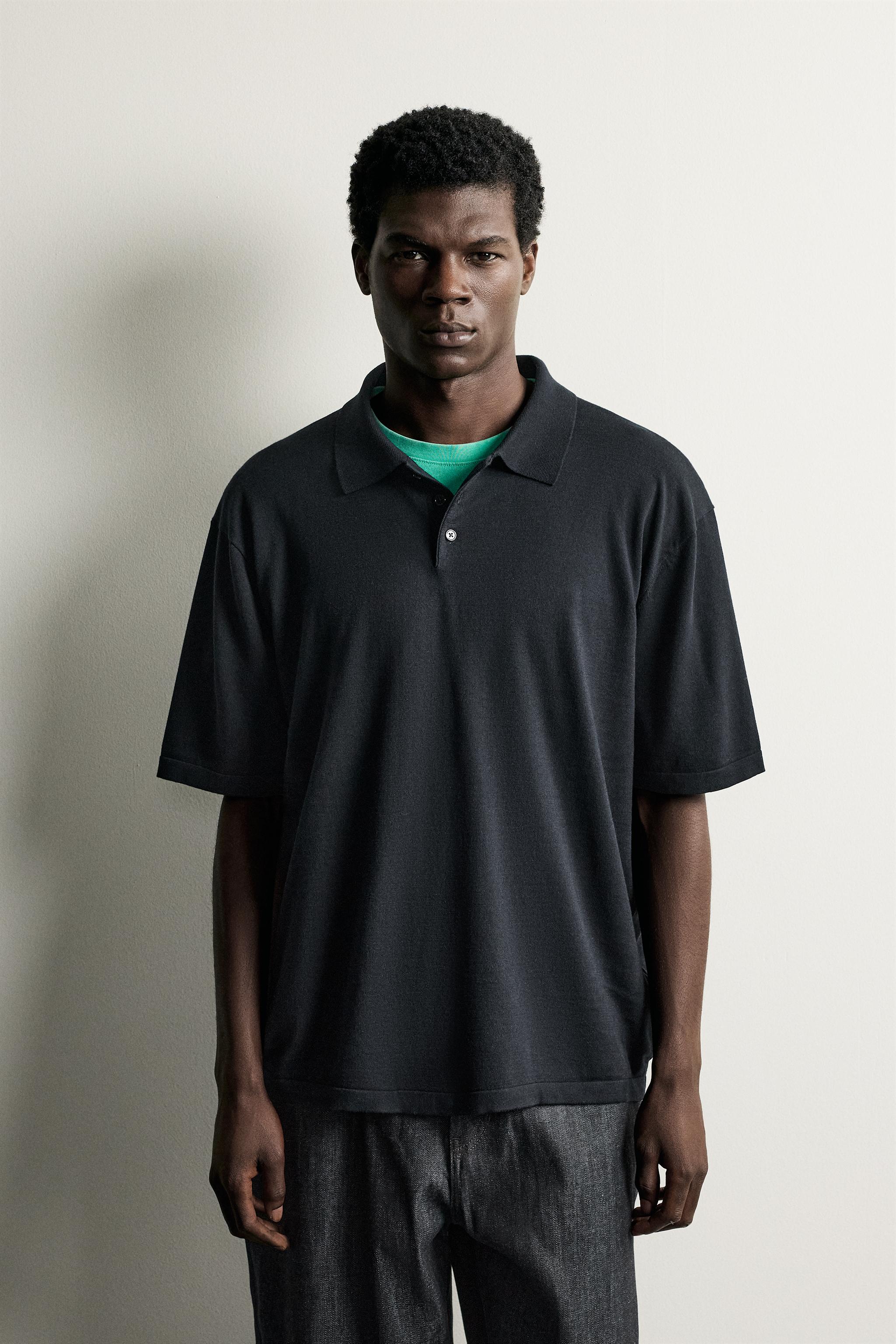 REGULAR FIT COTTON BLEND KNIT POLO SHIRT - Dark navy | ZARA Singapore