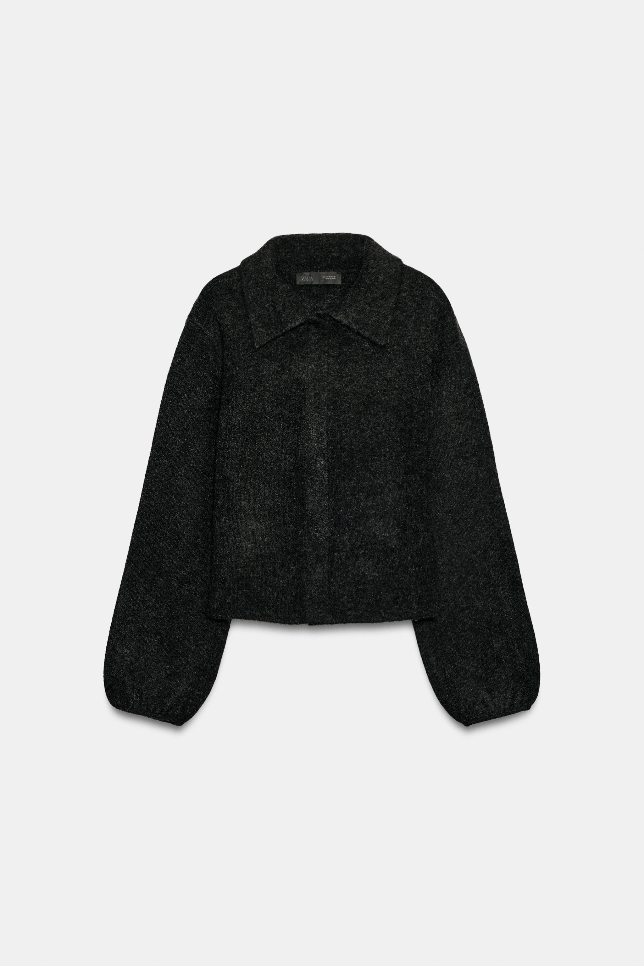 トップス COLLAR BOX CARDIGAN COLLARED KNIT CARDIGAN - Dark grey | ZARA South Africa