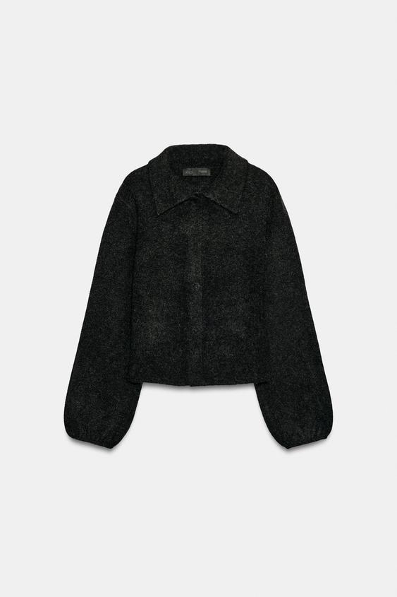 CHAQUETA PUNTO CUELLO SOLAPA - Gris oscuro de Zara - Imagen 0