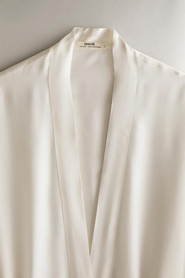 SATEEN DRESSING GOWN - Ecru by Zara - Image 1