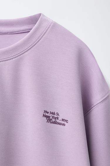 SWEATSHIRT WITH MODAL SLOGAN - Mauve by Zara - Image 2