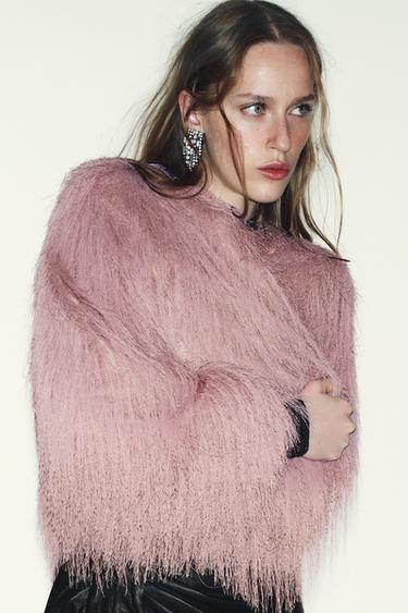 CHAMARRA BOMBER FLECOS - Lila de Zara