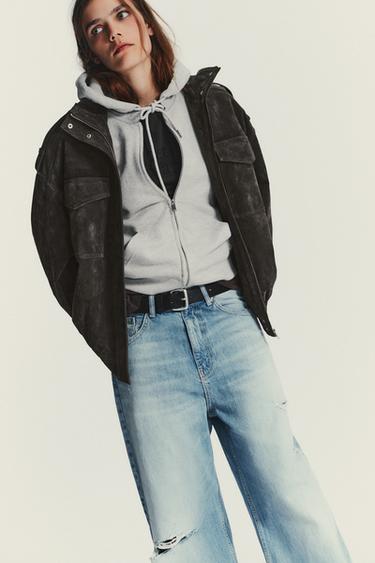 TRF RIPPED MID-WAIST BAGGY JEANS - Light blue by Zara - Image 6