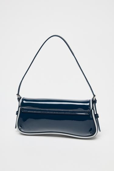 SAC PORTÉ ÉPAULE EFFET VERNI CONTRASTE - Bleu de Zara - Image 3