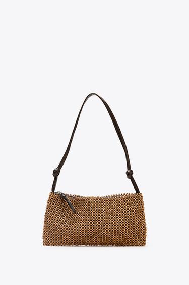 BEADED SHOULDER BAG - Brown by Zara