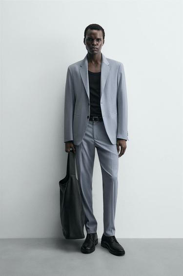 Zara TEXTURED SUIT BLAZER - Sky blue