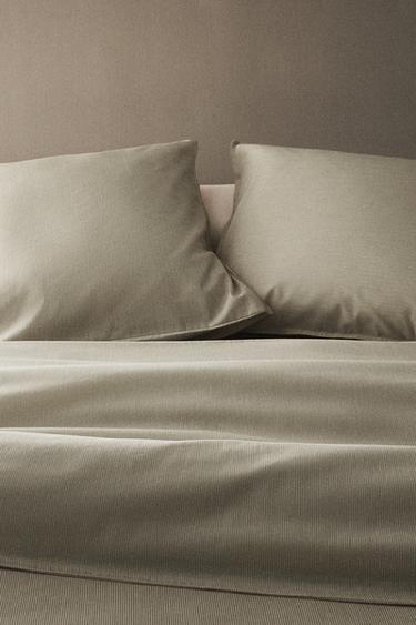 REVERSIBLE STRIPED DUVET COVER - Green by Zara