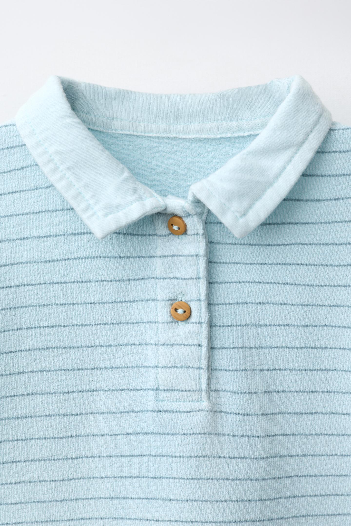 Детский комплект Zara Striped Polo Shirt and Bermuda Shorts Set, цвет: Неоновый синий — фото 3