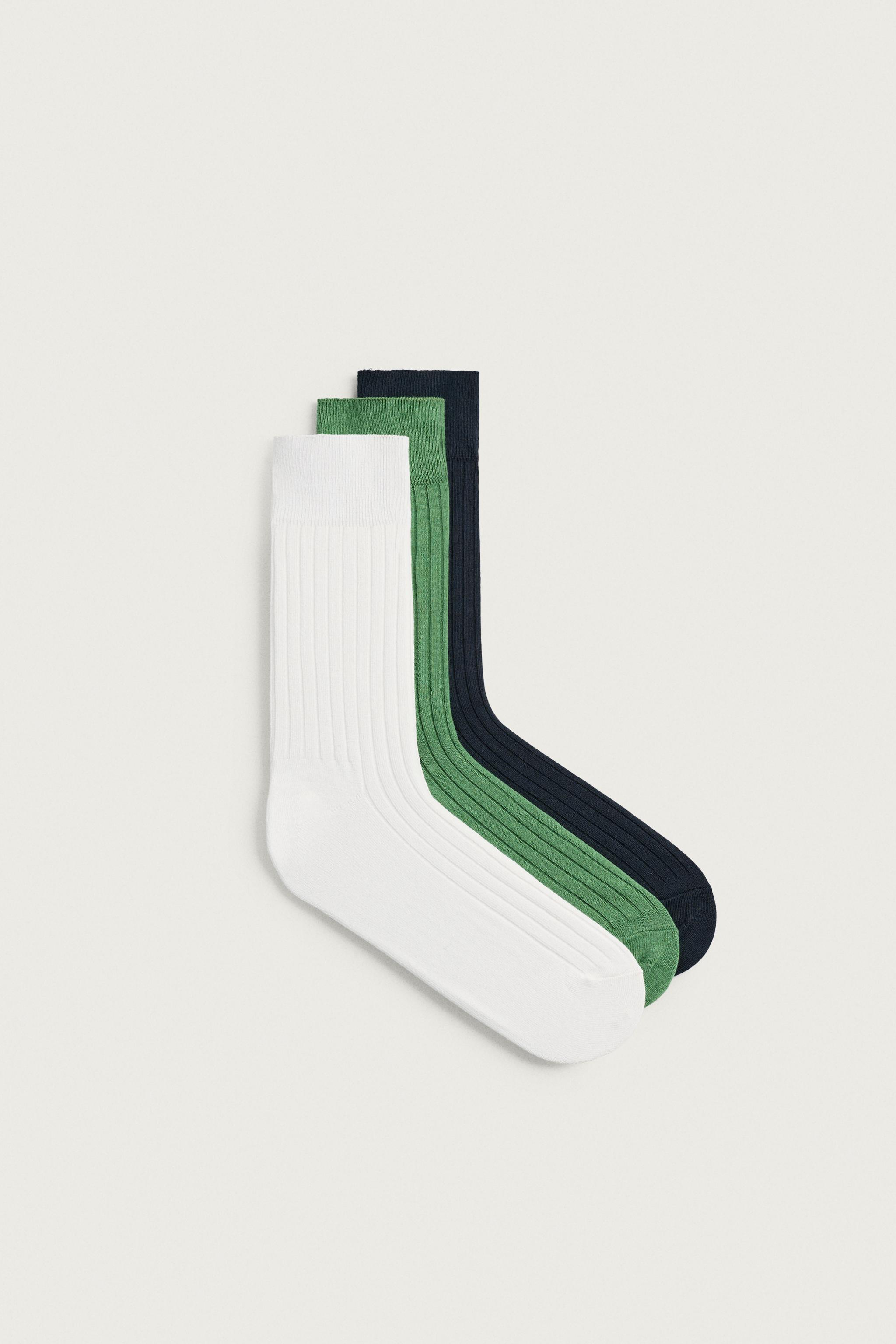 3-PACK RIBBED SOCKS — various