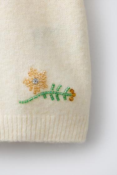 BEADED KNIT SWEATER - Pastel yellow by Zara - Image 3