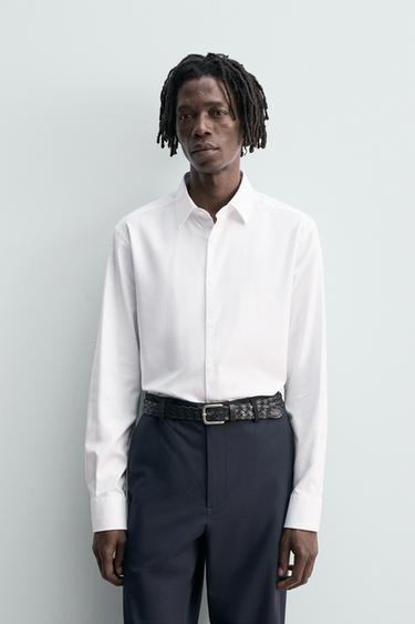 Zara REGULAR FIT TEXTURED SHIRT - White