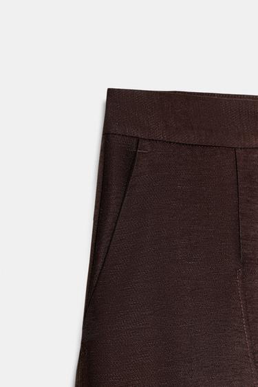PANTALÓN ANCHO CON LINO - Marrón de Zara