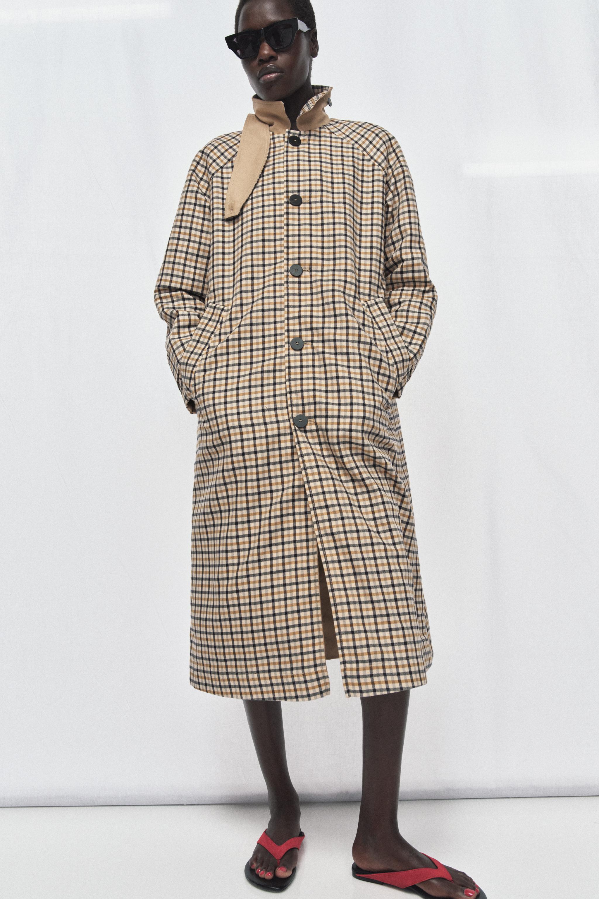 ZW COLLECTION リバーシブルチェック柄トレンチコート - ベージュ