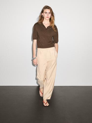Zara 100% cashmere knit short sleeve sweater - Toffee