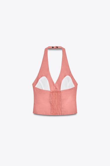LINEN BLEND HALTER TOP - MARSALA by Zara - Image 4