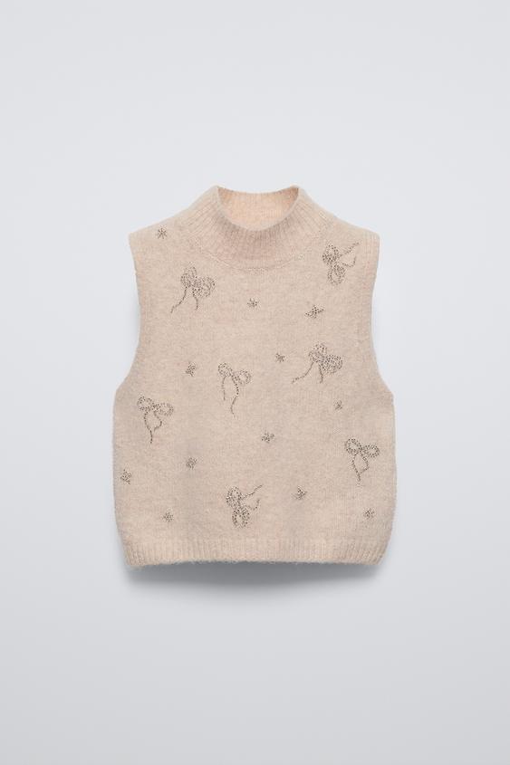 BEADED KNIT VEST Midecru ZARA Spain