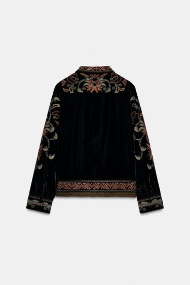 VESTE EN VELOURS BRODERIES ZW COLLECTION - Noir de Zara - Image 6