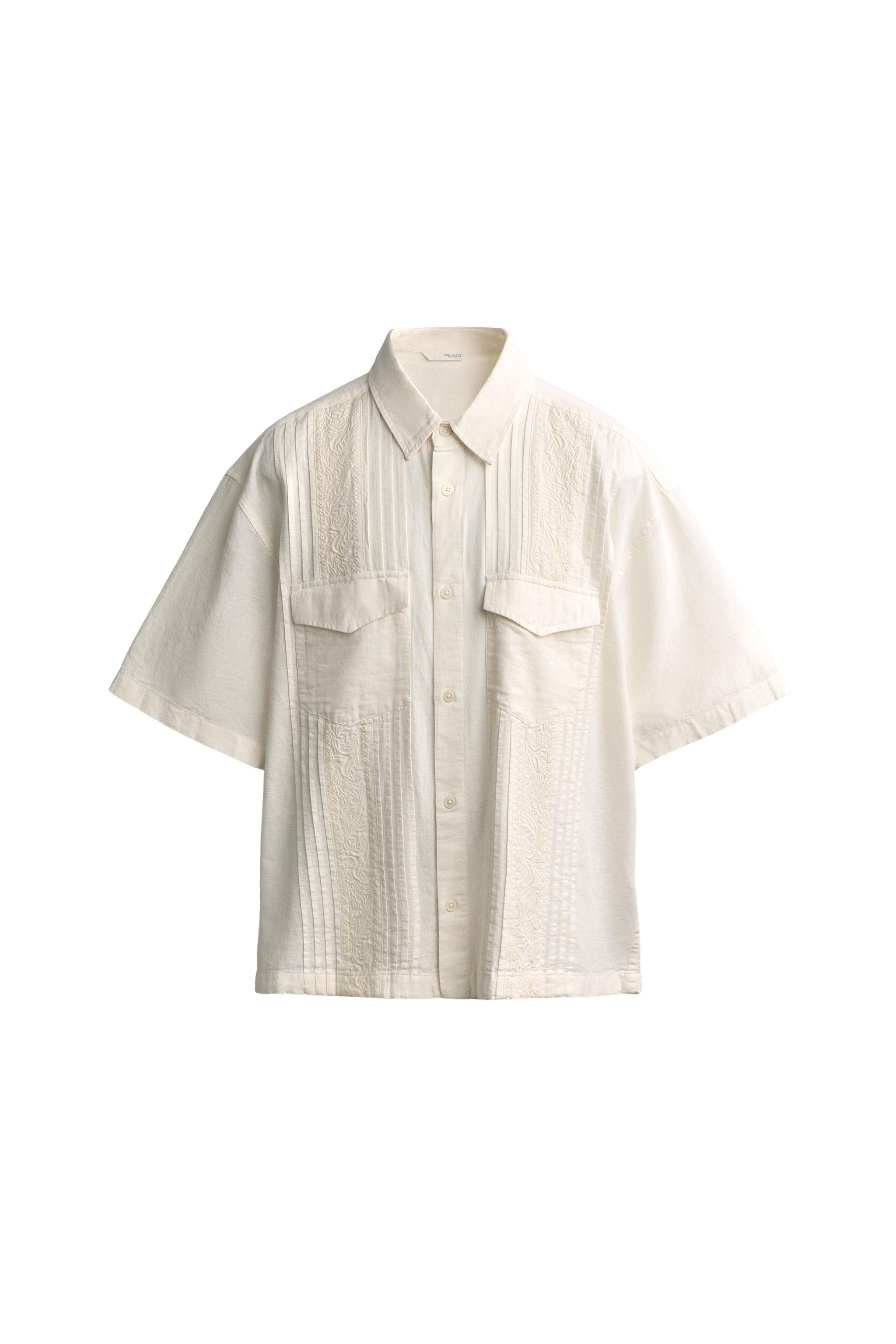 CAMISA RELAXED FIT BORDADOS PLIEGUES