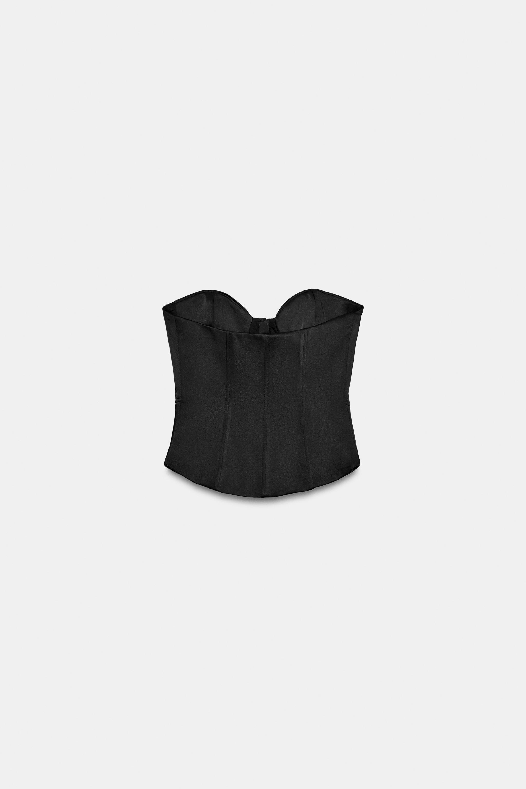 Zara KORSE TARZI SATEN STRAPLEZ TOP görsel 7