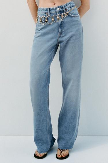 JEANS TRF WIDE LEG TIRO ALTO - Índigo de Zara
