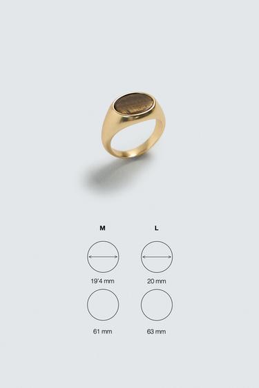 STONE SIGNET RING - Gold by Zara - Image 5