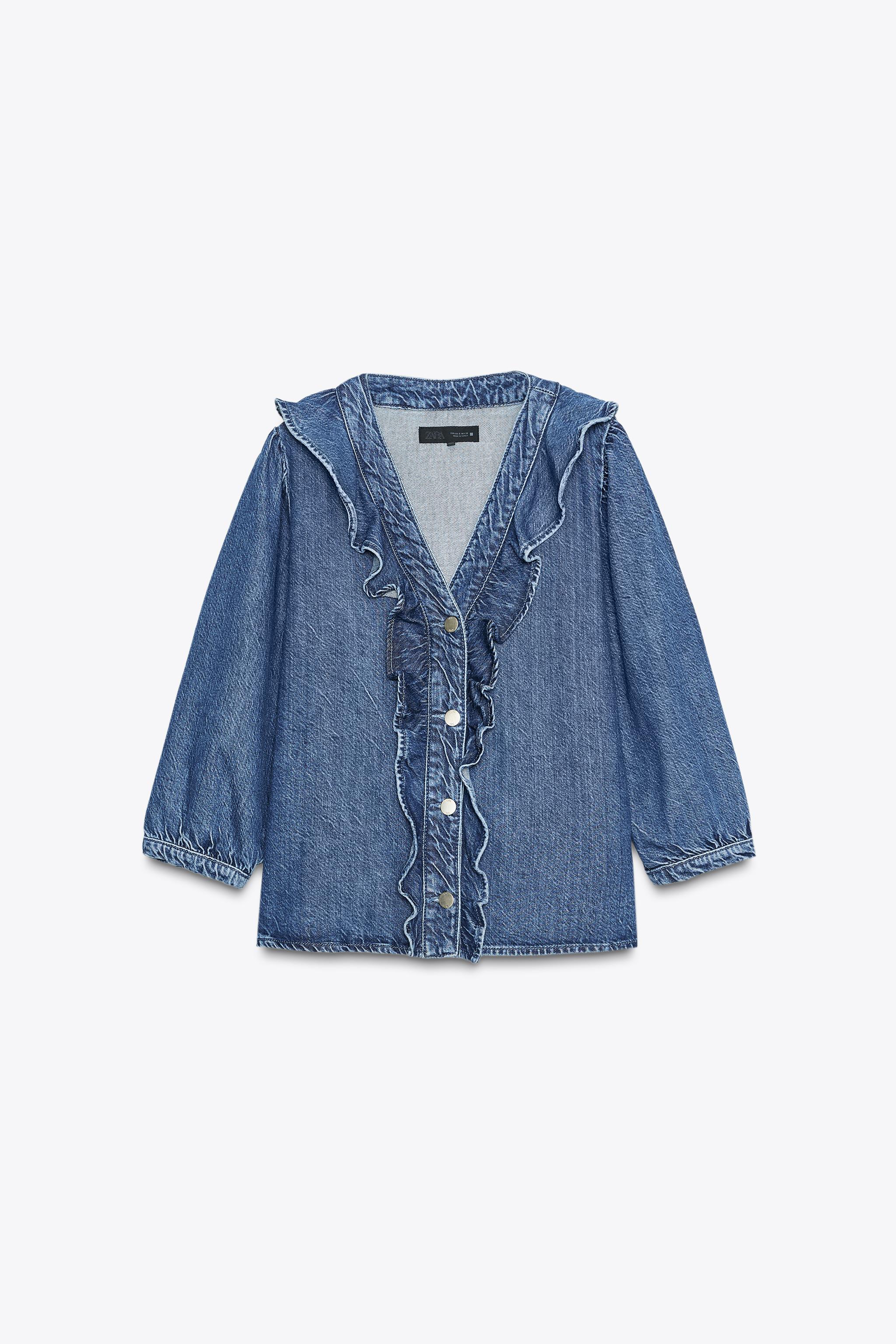 新品☆ZARA ザラ 刺繍入りブラウス トップス ブルー 新品未使用】ZARA ザラ 刺繍トップス ブルー （タグ付き
