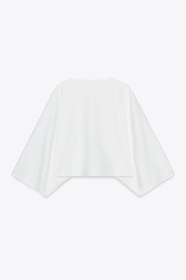 ASYMMETRIC CAPE T-SHIRT - White by Zara - Image 6