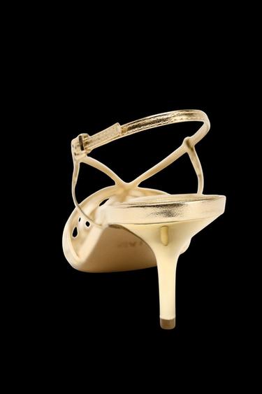 Zara METALLIC EFFECT HEELED SLINGBACKS - Gold