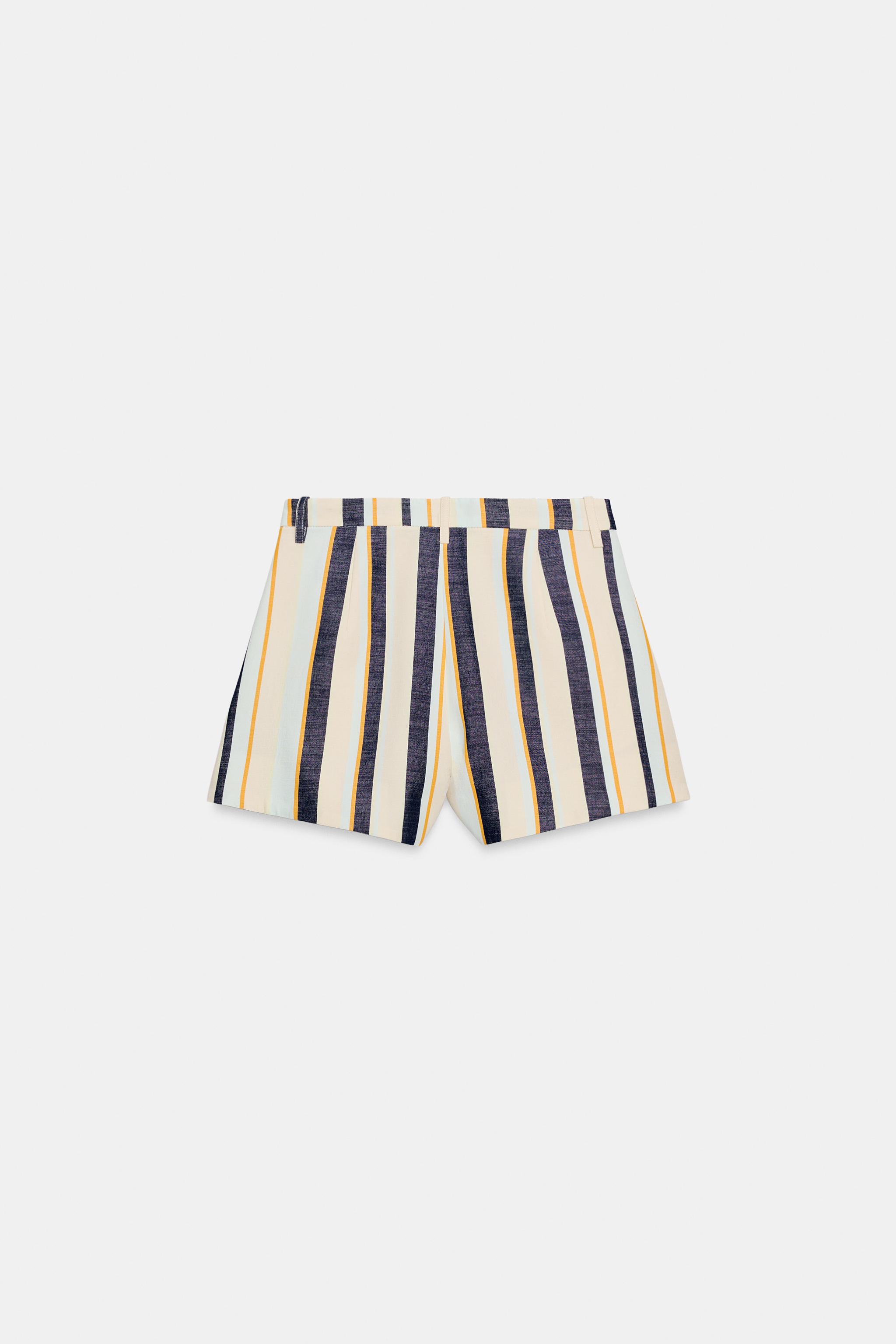 Женские шорты Zara STRIPED PLEATED SHORTS ZW COLLECTION — фото 4
