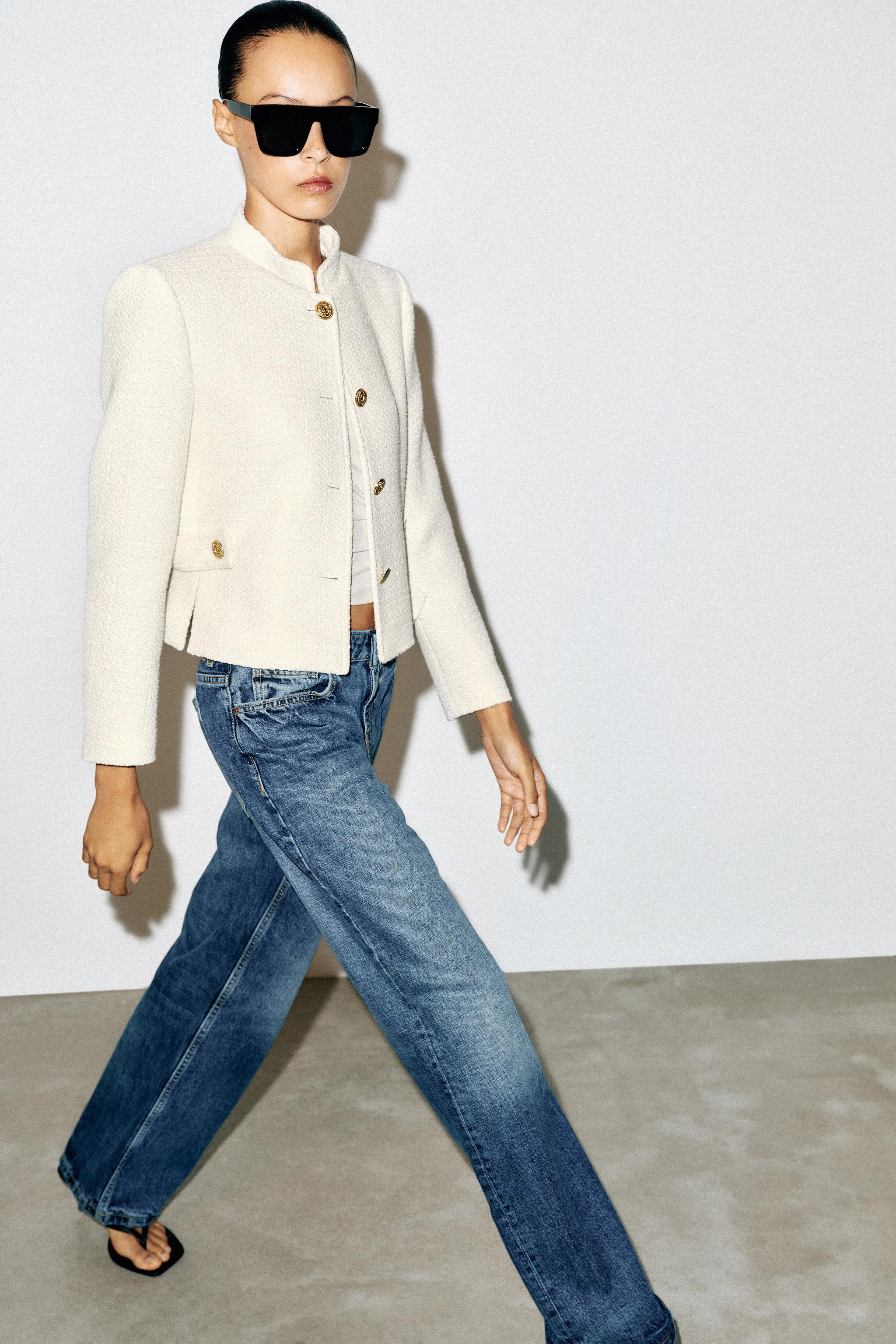 STRUCTURED CROPPED BLAZER — Ecru