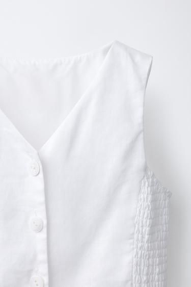 ELASTICATED LINEN BLEND WAISTCOAT - Oyster-white by Zara - Image 2