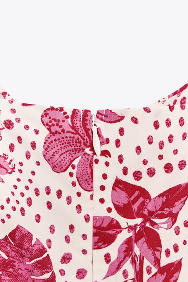 ROBE MI-LONGUE IMPRIMÉE AJOURÉE - Rose / Blanc de Zara - Image 8