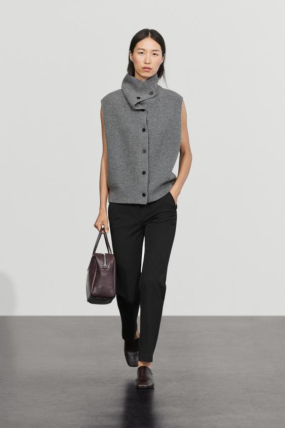 Zara 100% wool funnel neck knit vest - Cobalt - Image 0