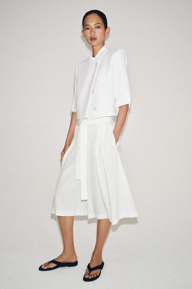 ZW COLLECTION SAĪSINĀTA ŽAKETE AR ĪSĀM PIEDURKNĒM - Nebalināts no Zara
