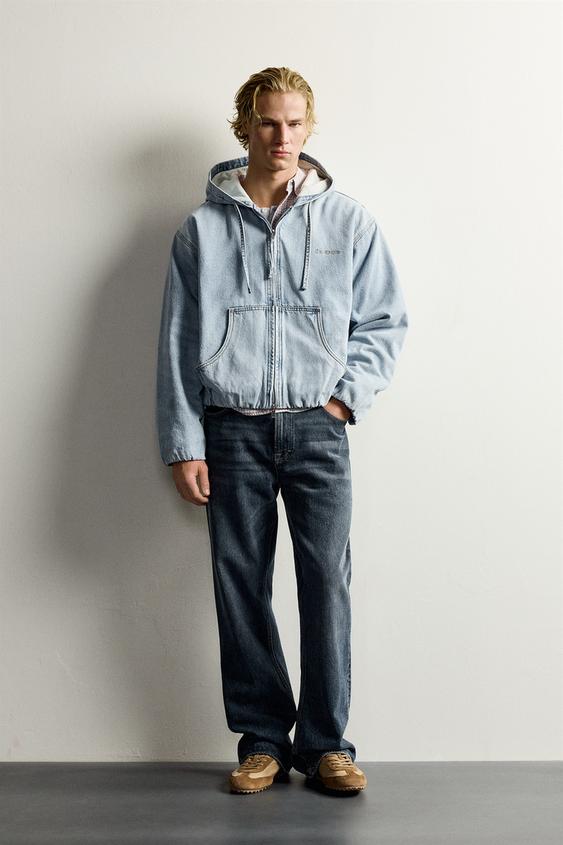 ქურთუკი ჯინსი გაბერილი კაპიუშონი - Zara-ს Light blue - სურათი 0