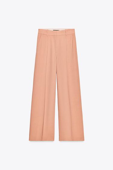 Zara MINIMAL PANTS ZW COLLECTION - Pastel pink