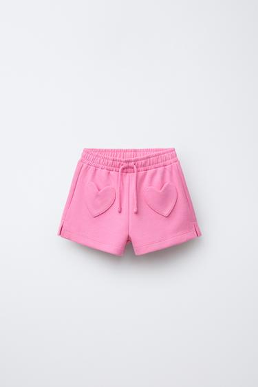 HEART POCKET INTERLOCK BERMUDA SHORTS - Bubble gum by Zara