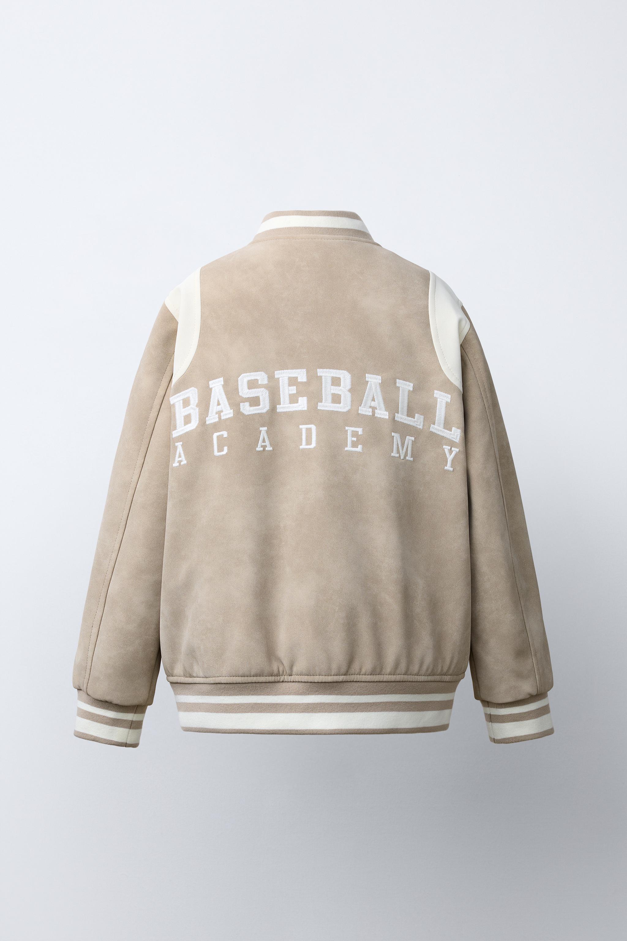 BLOUSON BOMBER EFFET DAIM AVEC INSCRIPTION