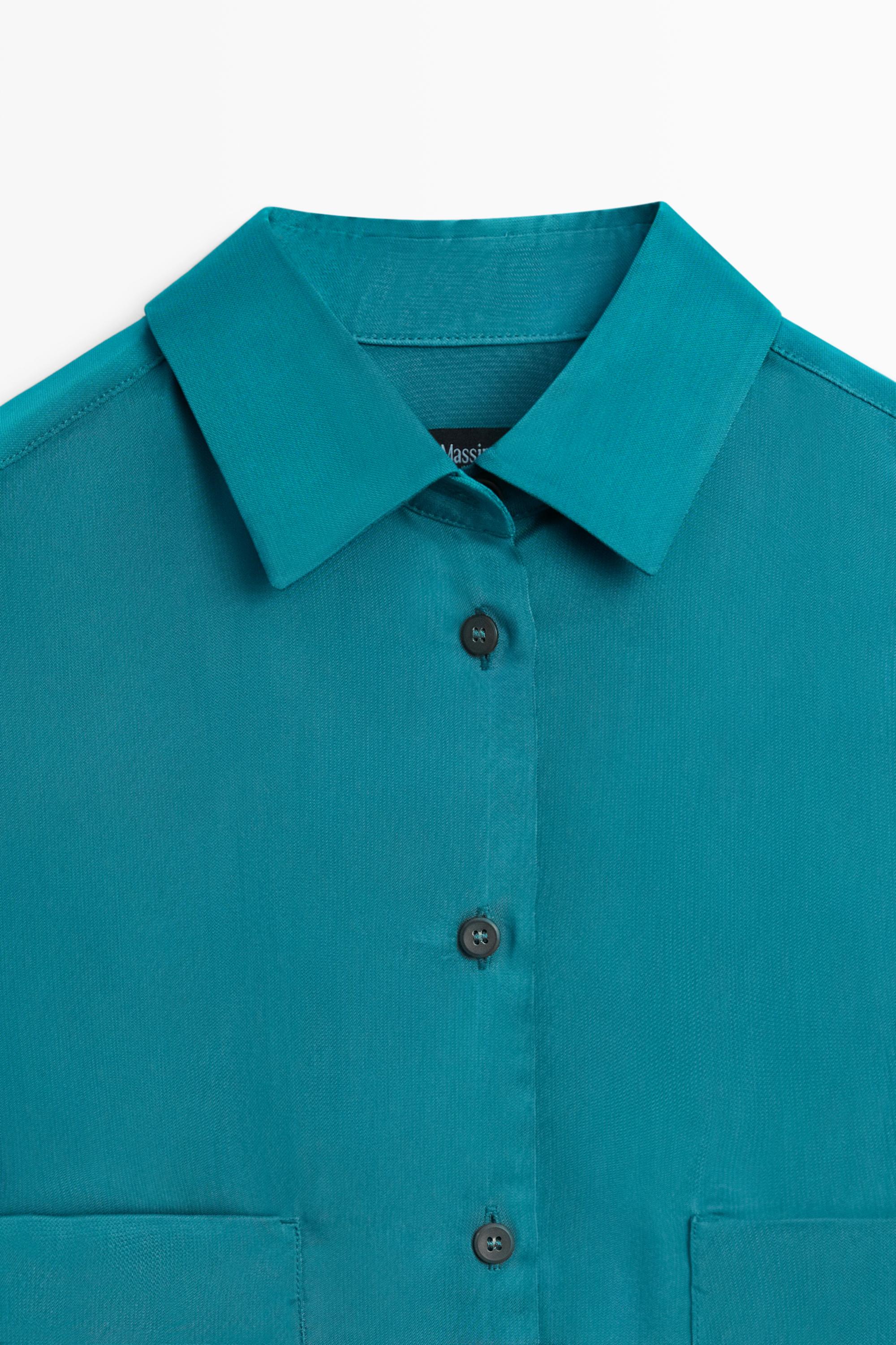 Flowing satin shirt with pockets