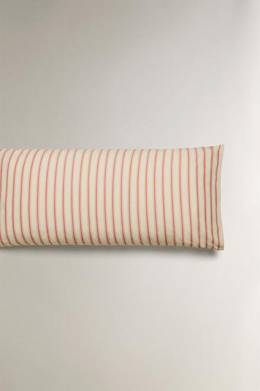 TAIE D’OREILLER PERCALE DE COTON RAYURES (300 FILS) - Rouge de Zara - Image 4