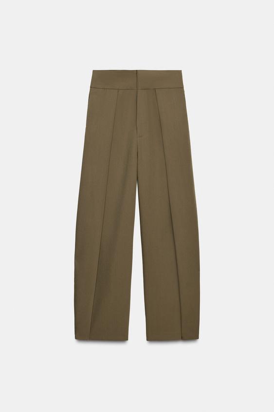 Zara Pleated Balloon Pants Khaki Ref 4661/402/505