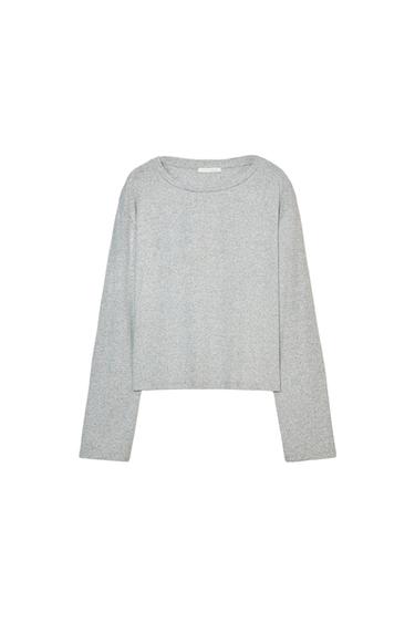 보트넥 롱 슬리브 티셔츠 - Zara 그레이