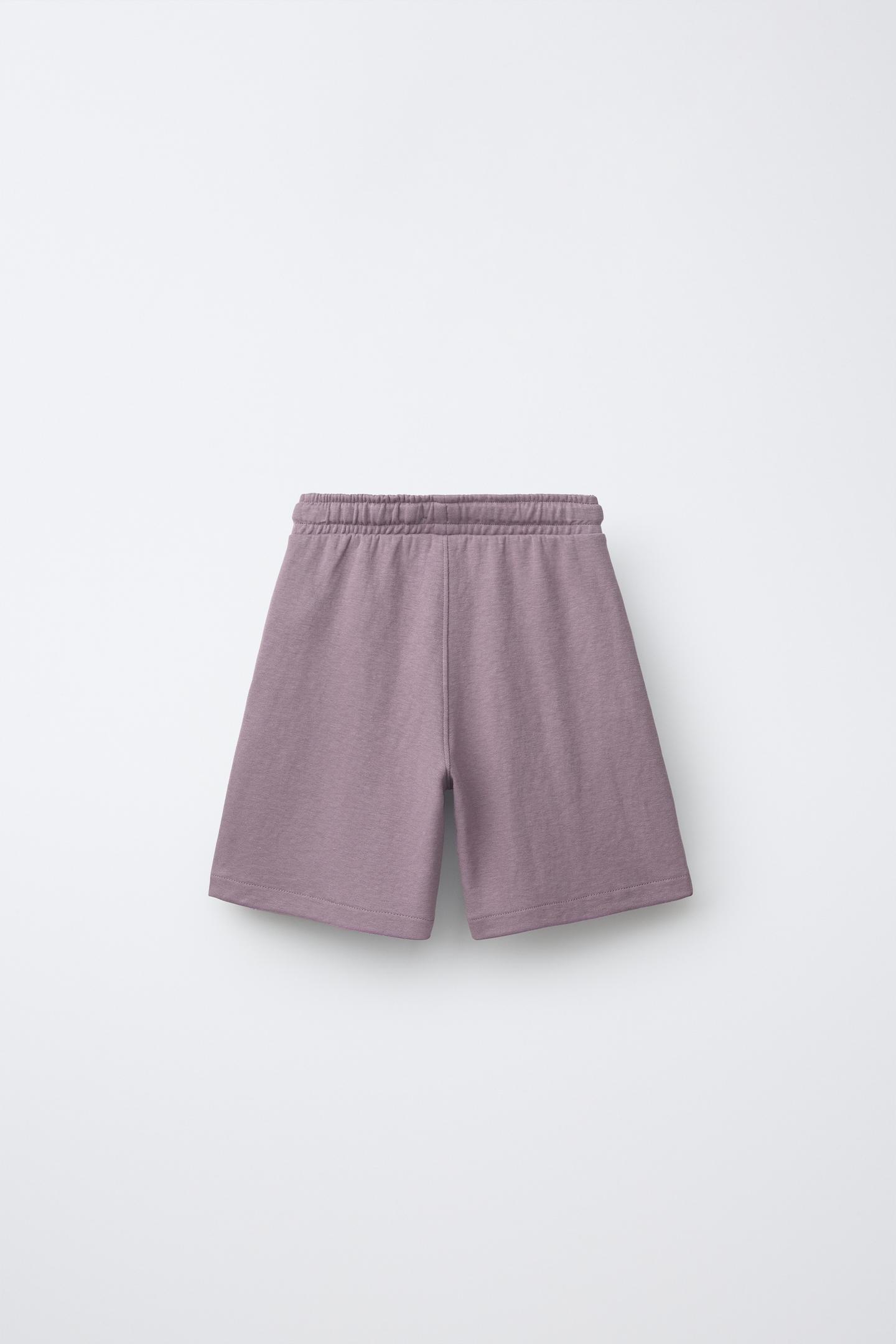 Детские комплекты Zara Interlock T-SHIRT & Bermuda Set, цвет: Розовато-лиловый — фото 6