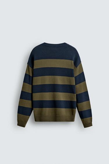 PULL JACQUARD RAYÉ - Bleu marine de Zara - Image 8