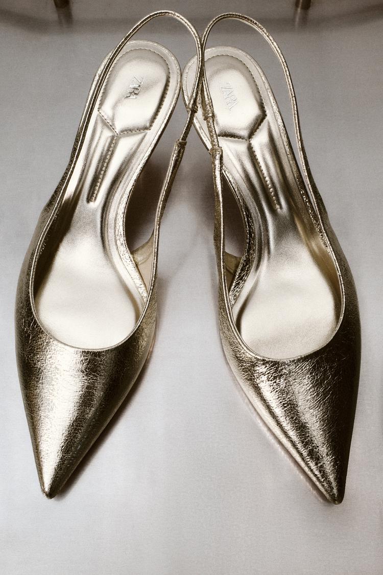 METALLIC EFFECT SLINGBACK HEELS