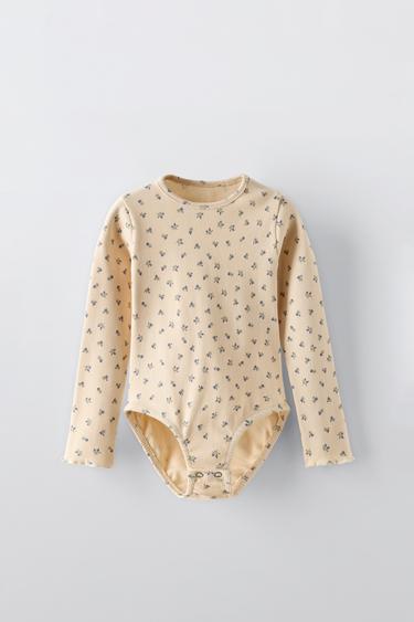 BODY RIB FLORES - Azul pastel de Zara
