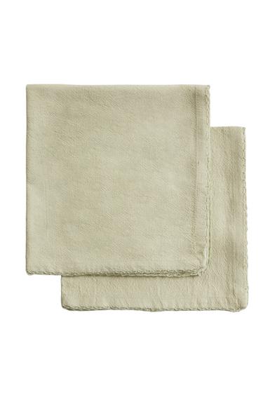 Zara SET OF YARN-DYED NAPKINS WITH PICOT DETAIL (SET OF 2) - Greenish