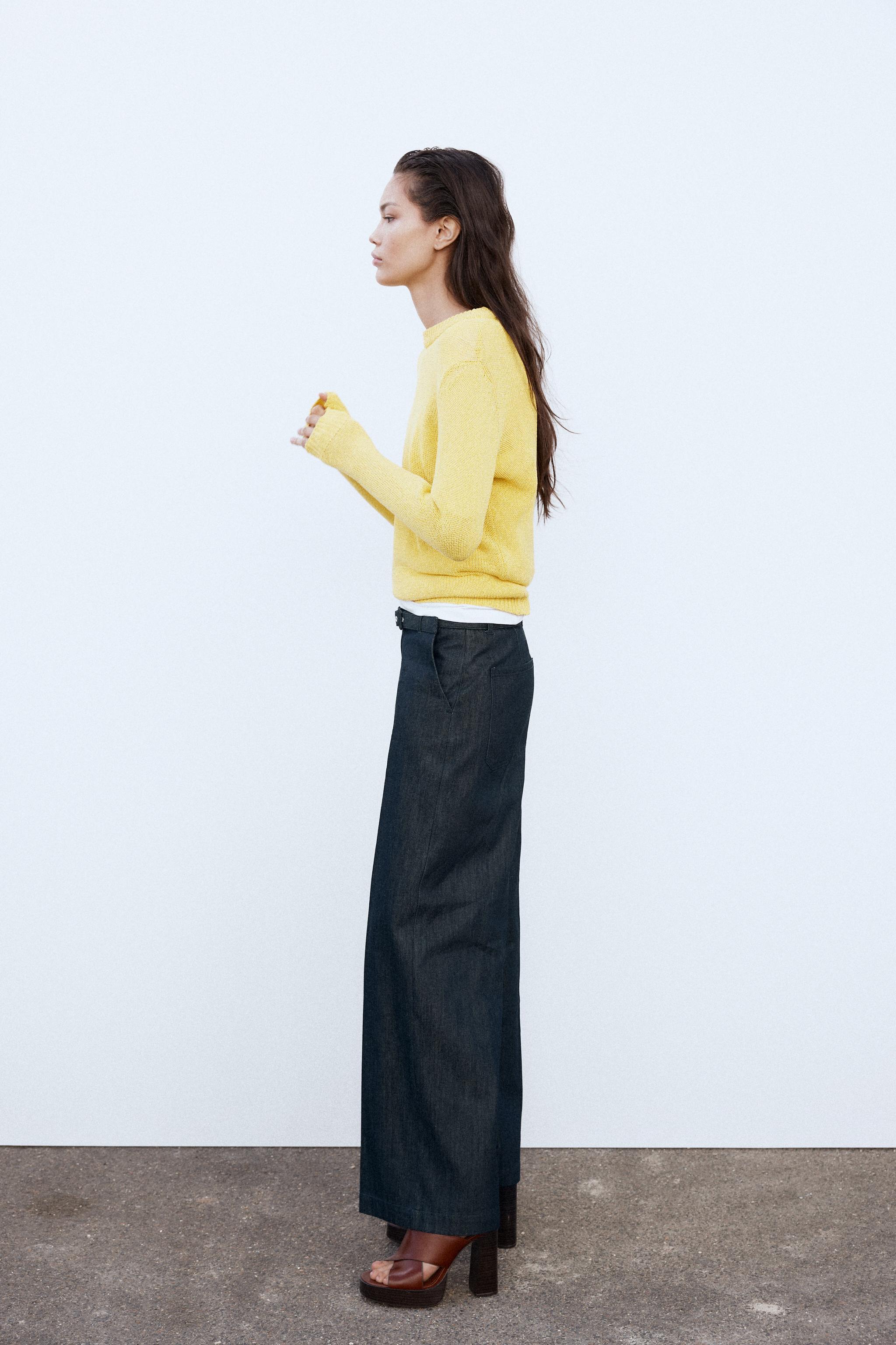 Z1975 ベルト付きワイドデニムパンツ - ブルー | ZARA Japan / 日本