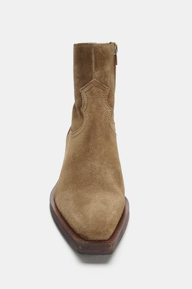 BOTTINES COW-BOY EN DAIM - Marron foncé de Zara - Image 4