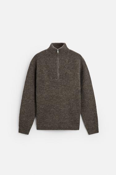 PULL À COL ZIP TEXTURÉ - Marron / Taupe de Zara - Image 4